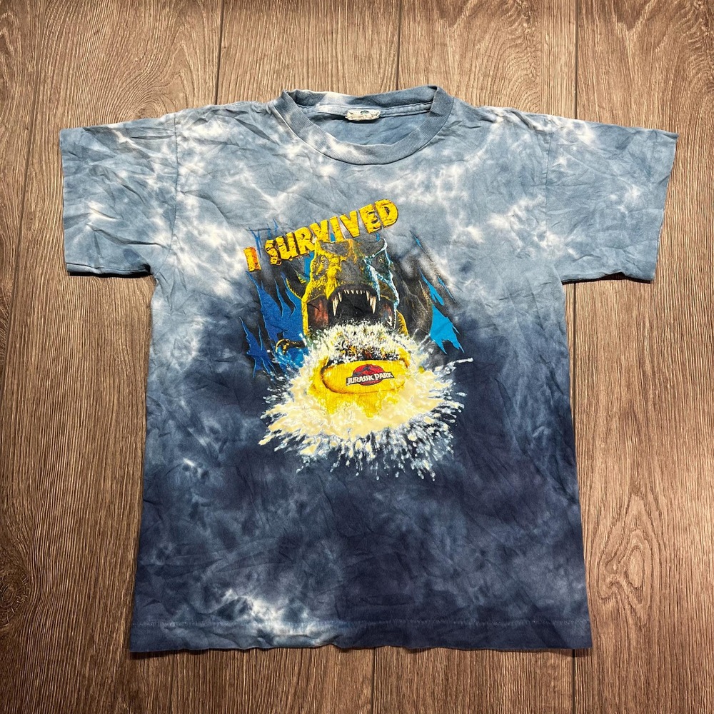 Vintage Jurassic Park I Survived 1990s Movie Promo Shirt Youth Single Stitch